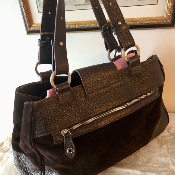 Suarez New York Suede and Leather Satchel - Picture 8 of 12